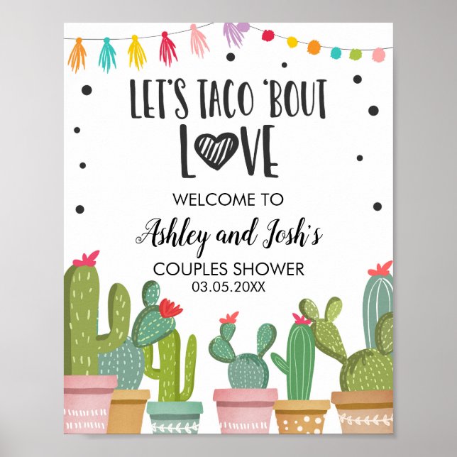 Póster Signo de bienvenida Taco Bout Love Couples Ducha C (Frente)