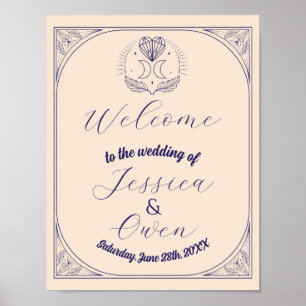 Póster Signo de bienvenida Tarot Boda Hearts Crystal Moon