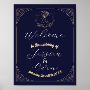 Póster Signo de bienvenida Tarot Boda Hearts Crystal Moon