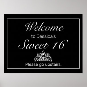 Póster Signo de bienvenida Tiara Black Minimalista Sweet