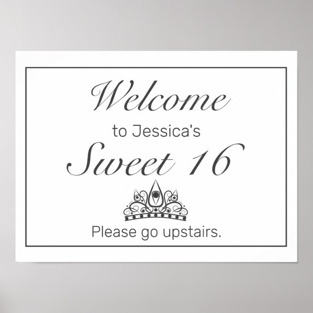 Póster Signo de bienvenida Tiara White Sweet Minimalista  (Frente)