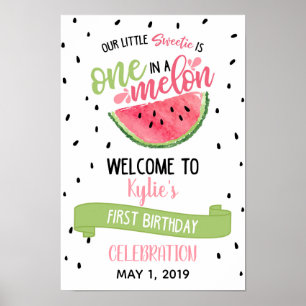 Póster Signo de bienvenida uno en melón