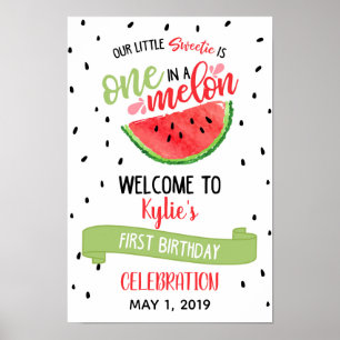 Póster Signo de bienvenida uno en melón - Rojo