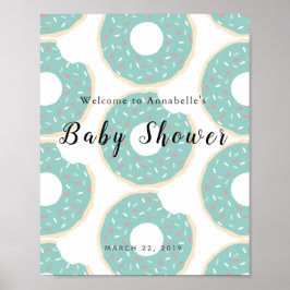 Póster Signo de bienvenida verde de donut Baby Shower