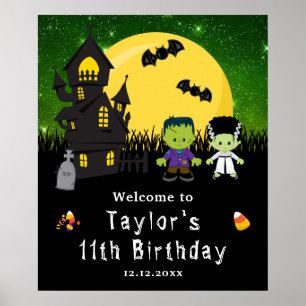 Póster Signo de bienvenida verde de los Monstruos de Cump