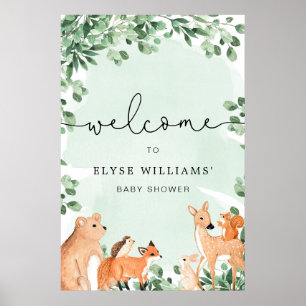 Póster Signo de bienvenida verde para los animales de Woo