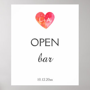 Póster Signo de Boda de barra abierta o personalizado, co