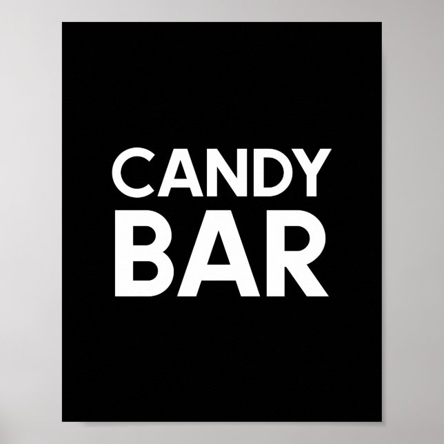 Póster signo de boda de barra de Candy en blanco y negro  (Frente)