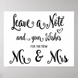 Póster Signo de Boda de caligrafía moderna deja una nota 