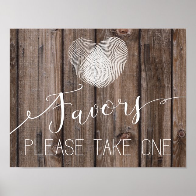 Póster signo de Boda de madera rústica de preferencia Imp (Frente)