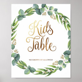 Póster Signo de boda Eucalyptus para la tabla de niños