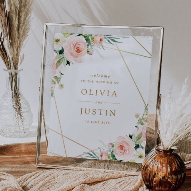 Póster signo de boda geométrico de color rosa (Subido por el creador)