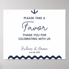 Póster signo de boda náutico favorecedor azul marino