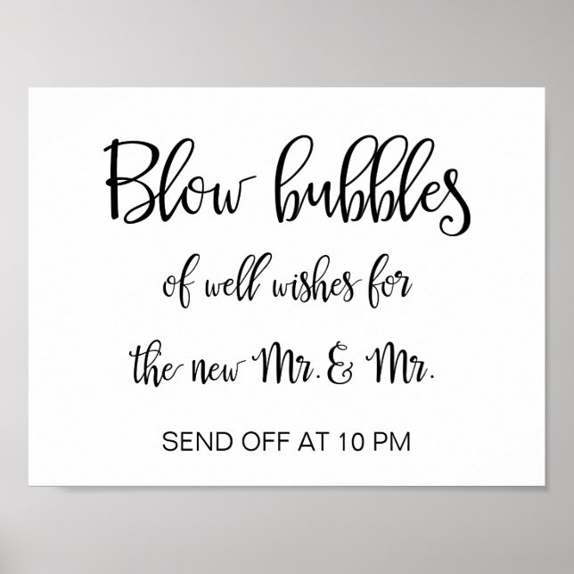 Póster Signo de burbujas de boda gay | Caligrafía simple (Frente)