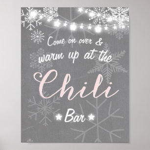 Póster Signo de chile bar copo de nieve helado invierno r