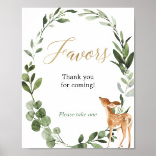Póster Signo de deer greenery oro baby ducha favores