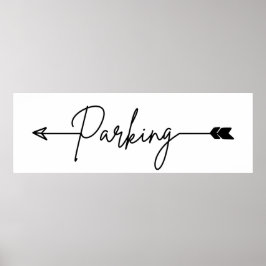 Póster Signo de dirección de estacionamiento a la izquier
