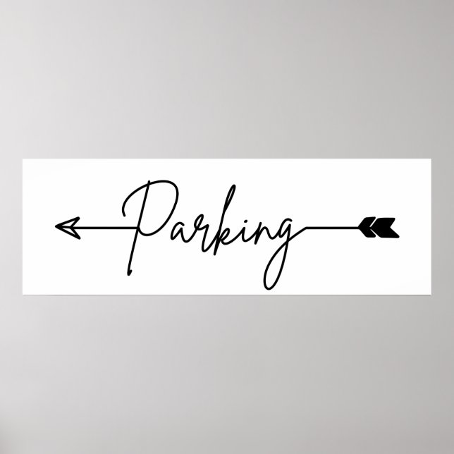 Póster Signo de dirección de estacionamiento a la izquier (Frente)