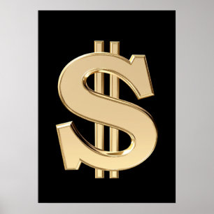 Póster signo de dólar 3D
