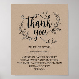 Póster Signo de donación o contribución de Bodas Rustic V