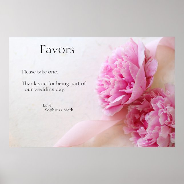 Póster Signo de dos peonías rosadas (Frente)