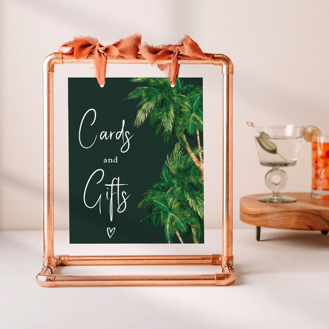 Póster Signo de ducha de novia de palma verde tropical (Tropical greenery palm bridal shower sign)