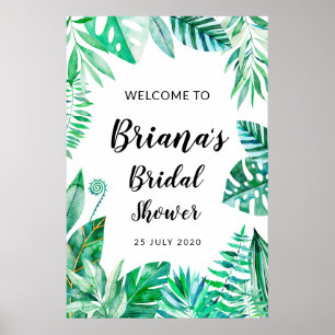 Póster Signo de ducha de novia tropical, boda tropical