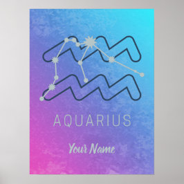 Póster Signo de estrella Aquarius Zodiac Horóscopo acuare