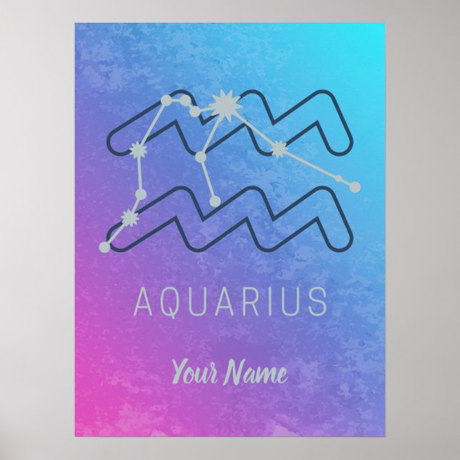 Póster Signo de estrella Aquarius Zodiac Horóscopo acuare (Frente)