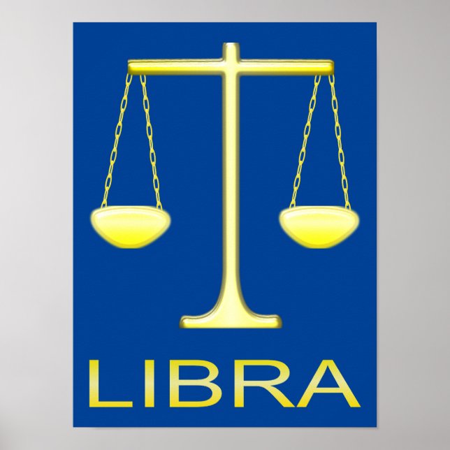 Póster Signo de estrella de balanzas de oro de Libra (Frente)