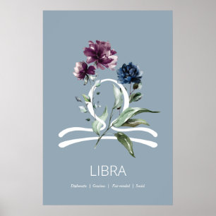 Póster Signo de estrella zodiaca floral moderna Poster li