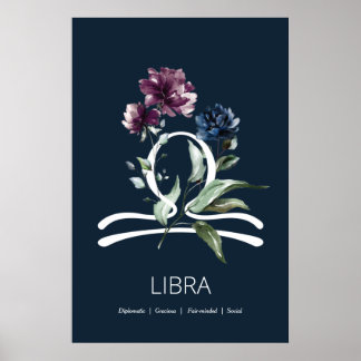 Póster Signo de estrella zodiaca floral moderna Poster li