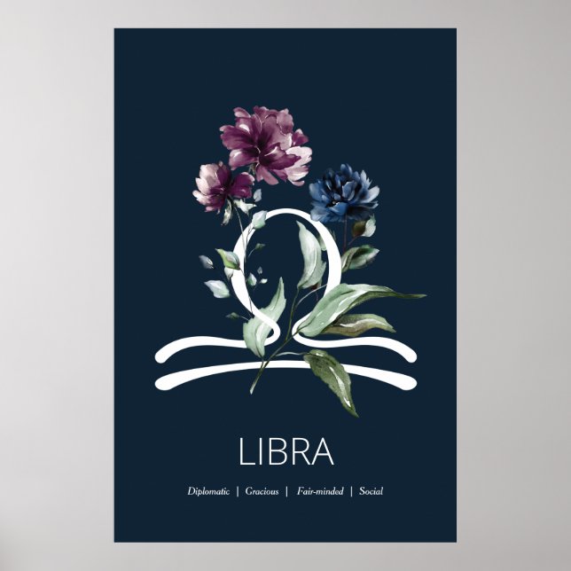 Póster Signo de estrella zodiaca floral moderna Poster li (Frente)