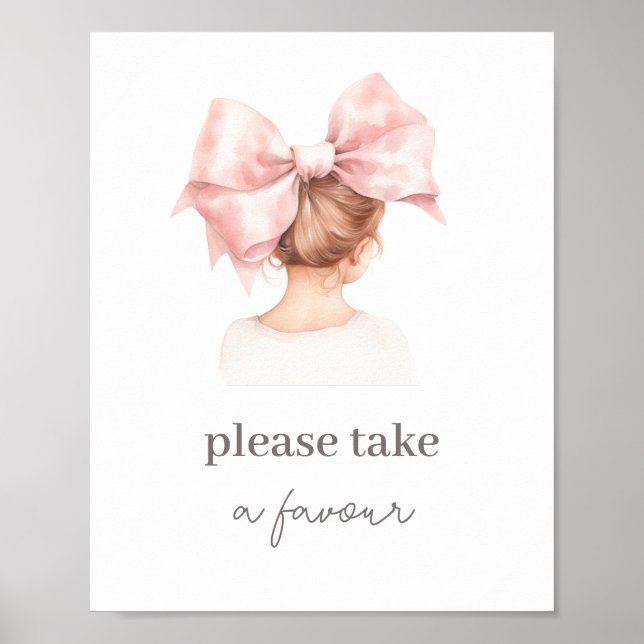 Póster Signo de favor de cumpleaños de Bow Girl (Frente)