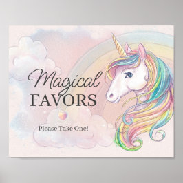 Póster Signo de favores de cumpleaños de Unicorn