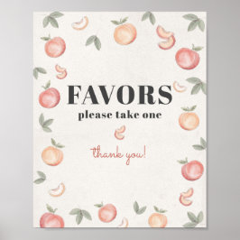 Póster signo de favores de melocotón dulce