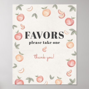 Póster signo de favores de melocotón dulce