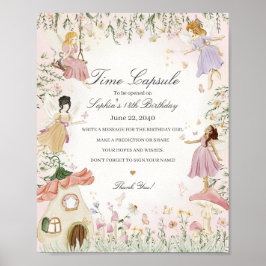 Póster signo de fiesta de la cápsula de tiempo de jardín