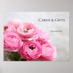 Póster Signo de flores rosadas de ranunculus