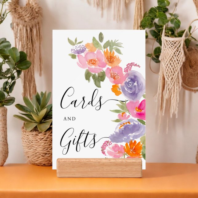 Póster signo de graduación de foto floral rosa púrpura bo (Pretty pink purple floral photo graduation sign)