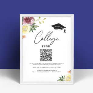 Póster Signo de graduación floral del fondo de estudios u