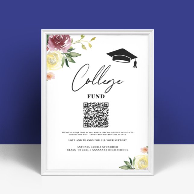 Póster Signo de graduación floral del fondo de estudios u (Subido por el creador)