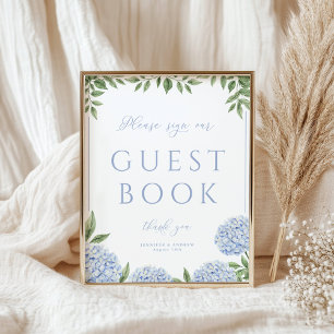 Póster Signo de hidrangea azul en nuestro afiche de boda 