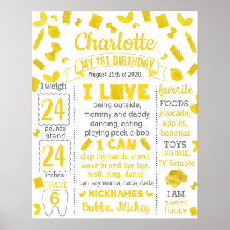 Póster Signo de hito de cumpleaños de Pasta 1064