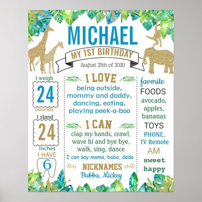 Póster Signo de hito de cumpleaños salvaje (Frente)