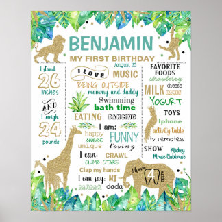 Póster Signo de hito de primer cumpleaños salvaje