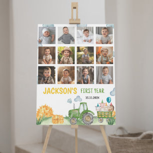 Póster Signo de hito fotográfico de primer año de cumplea