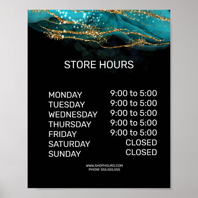 Póster Signo de horarios de apertura de tienda minorista (Frente)
