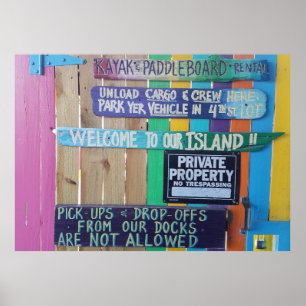 Póster Signo de isla de bienvenida colorida Carribean