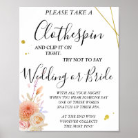 Signo de juego Floral Clothespin con ducha de novi